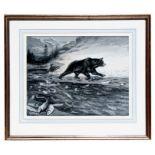 John Guille Millais (1865-1931) (son of Sir John Everett Millais) - Grizzly Bear Catching Salmon -