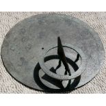 A Persian / Islamic large circular bronze sun dial engraved with figures, roundels and foliate