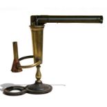 An E Malligand brass ebullioscope with thermometer arm, 23cms (9ins) high.