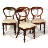 A set of four Victorian mahogany balloon back dining chairs (4).