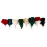 Eight British Army feather hackles or plumes