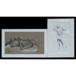 Modern British school - Study of a Nude - indistinctly signed lower right, pencil sketch, 33 by