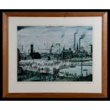 L S Lowry (British 1887-1976) a signed limited edition print depicting an Industrial town,