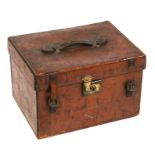 A small late 19th / early 20th century leather trunk, stamped 'J W Allen, 37 Strand, London', 45.