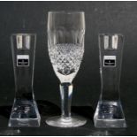 A pair of Waterford Crystal candlesticks, 15cms (6ins) high; together with a Waterford Crystal