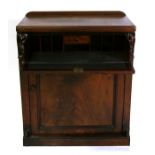 A Victorian secretaire chest, the single drawer with a fall front enclosing a sectioned interior,