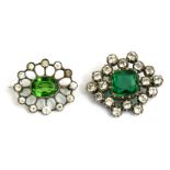 Two Edwardian paste brooches, both with central green stone (2).