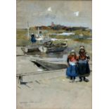 Attributed to Charles John Watson RE (1846-1927) - Marken, Holland - Two Dutch Children By Rowing