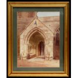 Late 19th / early 20th century school - An Arched Church Doorway - watercolour, framed & glazed,