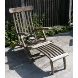 A Chic Teak plantation teak steamer chair.