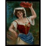 Miguelis Mantes, continental school - Tambourine Player - signed lower left, oil on canvas,