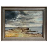 David L Roberts - Coastal Headland Scene - signed lower left, oil on board, framed, 74 by 55cms (