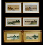 F G Frazier - a set of six river scenes, including the river Ouse and near Holywell, Hunts, all