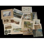 A quantity of various watercolour paintings and wallpaper designs.