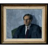 Modern British - Portrait of a Gentleman - oil on canvas, framed, 60 by 50cms (23.5 by 19.75ins).