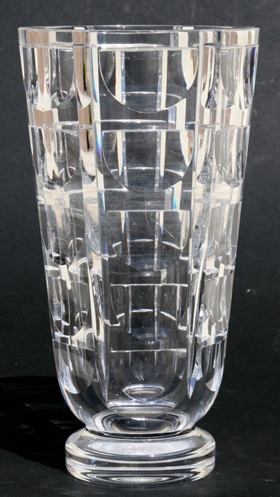 An Orrefors cut glass vase, 23cms (9ins) high.