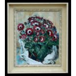 Relf - Still Life of Anemones in a Pot - signed lower right, oil on board, framed, 34 by 44cms (13.5