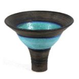 A Studio Pottery stem bowl, possibly by Emmanuel Cooper, 15cms (6ins) diameter.