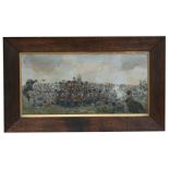 A large military print depicting an early 19th century battle scene, framed & glazed, 73 by 36cms (