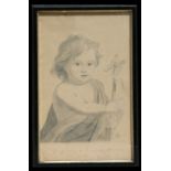 A late 18th / early 19th century Old Master style study of a young child, pencil sketch, framed &