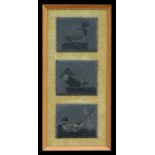 M I Wallis - a group of three slate carved pictures depicting ducks, mounted as one, each 16 by