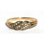 A 9ct gold & diamond ring, approx UK size 'U'.