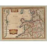 Hondius, a map of Lancashire, Cheshire and North Wales, published by Mercator, framed & glazed, 20