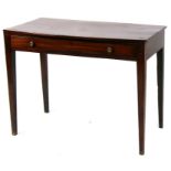 A 19th century mahogany side table with single frieze drawer, on square tapering legs, 92cms (36ins)