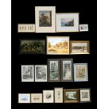 A quantity of watercolour paintings, etchings and prints to include Paul Sollmann.