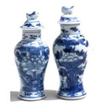 A 19th century Chinese blue & white vase & cover decorated with flowers, four character mark to