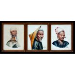 Yatanabon Maung Su (1903-1965) - three portrait watercolours including 'Shan, Chinese Old Man',