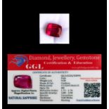 A natural sapphire loose gemstone with GGL certificate report stating the sapphire to be 9.00cts,