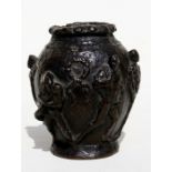 A bronze vase decorated with classical figures, probably cast from a Roman / Grecian vase, 10cms (