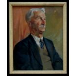 George Butler (1904-1999) - Portrait of a Gentleman - oil on board, Southampton Art Gallery label to