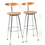 A pair of Scandinavian modern design bar stools.