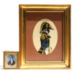 A portrait miniature depicting a young lady, 4 by 5cms (1.5 by 2.2ins); together with a silhouette