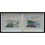 S C E Stephenson - Coastal Scene - signed lower left, watercolour, framed & glazed, 27 by 20cms (