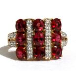 A 9ct gold ruby and diamond ring, approx UK size 'N'.