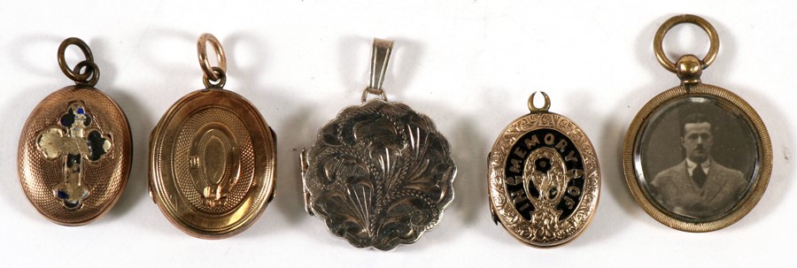 Four late 19th century lockets including two mourning lockets.