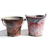 Two galvanised fire buckets.