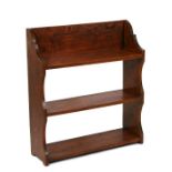 A set of pitch pine open bookshelves, 69cms (27ins) wide.