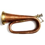A good quality copper and brass military bugle, stamped LP