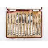 A cased set of silver handled dessert cutlery.Condition Report Tines to one fork slightly bent