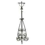 A Victorian wrought iron telescopic oil lamp stand.