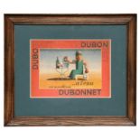 A mid 20th century French Dubonnet advertising poster, framed & glazed, 36 by 26cms (14.25 by 10.
