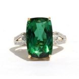 An 18ct gold Santa Rosa tourmaline & diamond ring, approx UK size 'O'.