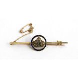 A Naval 15ct gold pearl and enamel sweetheart brooch, weight 3.7g.