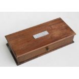 A mahogany box with single drawer and plaque to the top to 'Capt. W J C Durham, Royal Engineers',