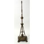 A Victorian brass telescopic lamp base.