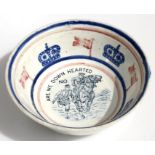 A WW1 ceramic bowl ARE WE DOWN HEARTED, NO with British cavalry and Scots infantryman. 17cms (6.